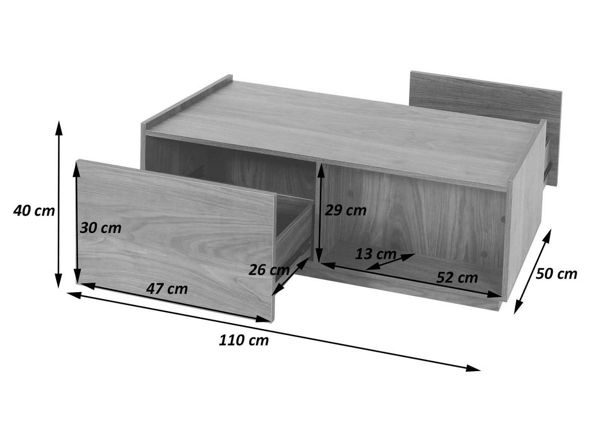 COUCHTISCH rechteck Walnuss Dekor - Walnussfarben, Holz (50/110/40cm) - MCW