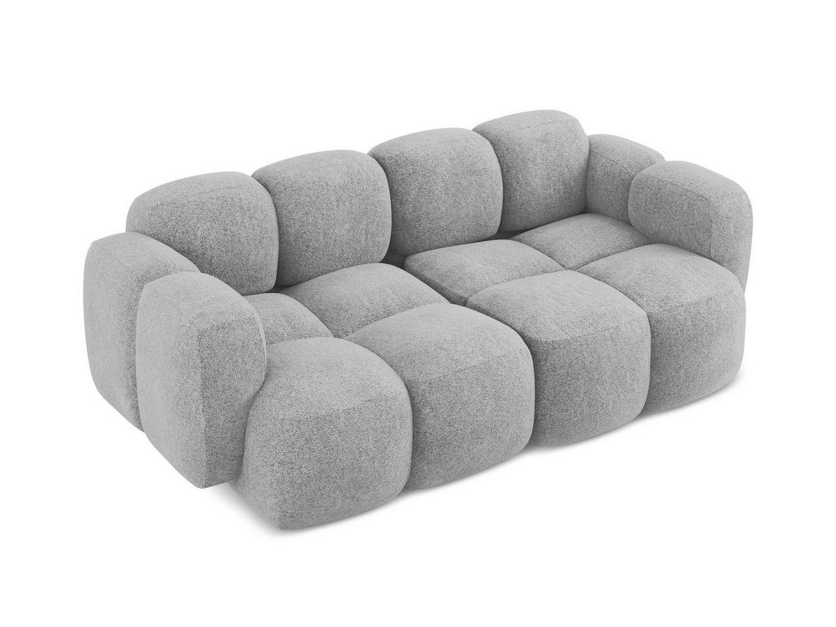 2-SITZER SOFA Chenille Stoff Grau - Hellgrau/Schwarz, Holzwerkstoff/Kunststoff (210/72/115cm) - Makamii