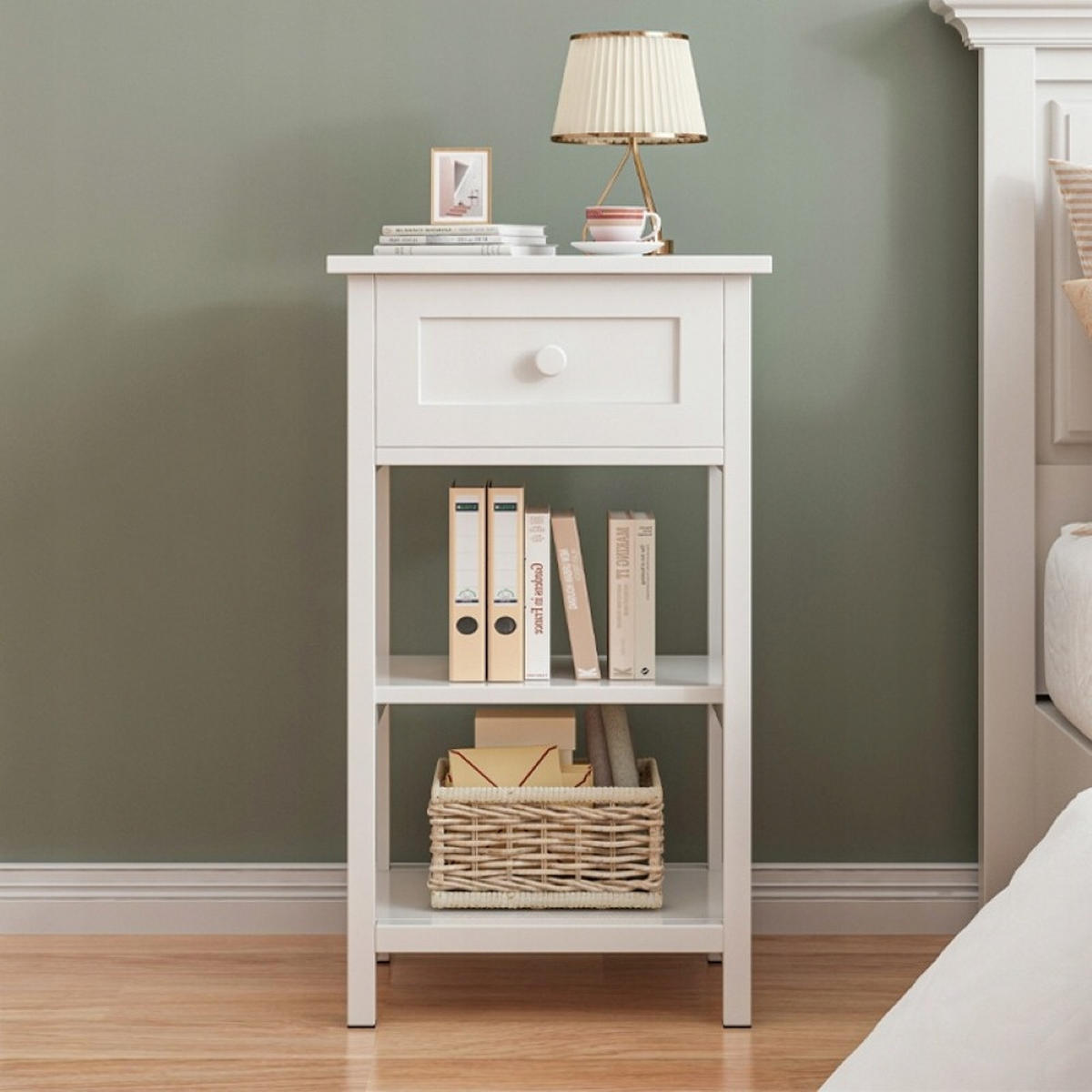 NACHTTISCH weiß 45/68/30 cm - Weiß, Holzwerkstoff (40/68/30cm)