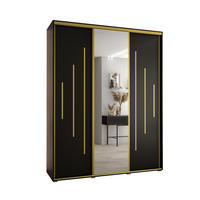 SCHWEBETÜRENSCHRANK 235,2/190/60 3-türig - Goldfarben/Schwarz, Holz/Metall (190/235/60cm) - Abiks Möbel