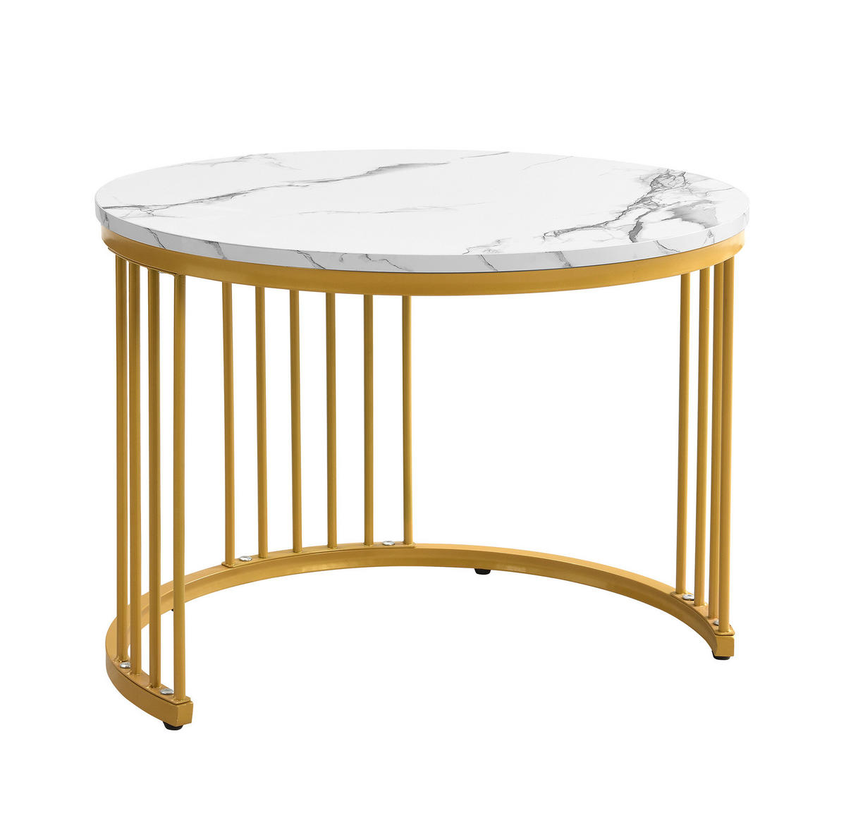 KONFERENČNÝ stolík 60/50 cm biely, MDF s vysokým leskom a úložným priestorom - biela, kompozitné drevo (60/60/45.5cm) - BEAOK