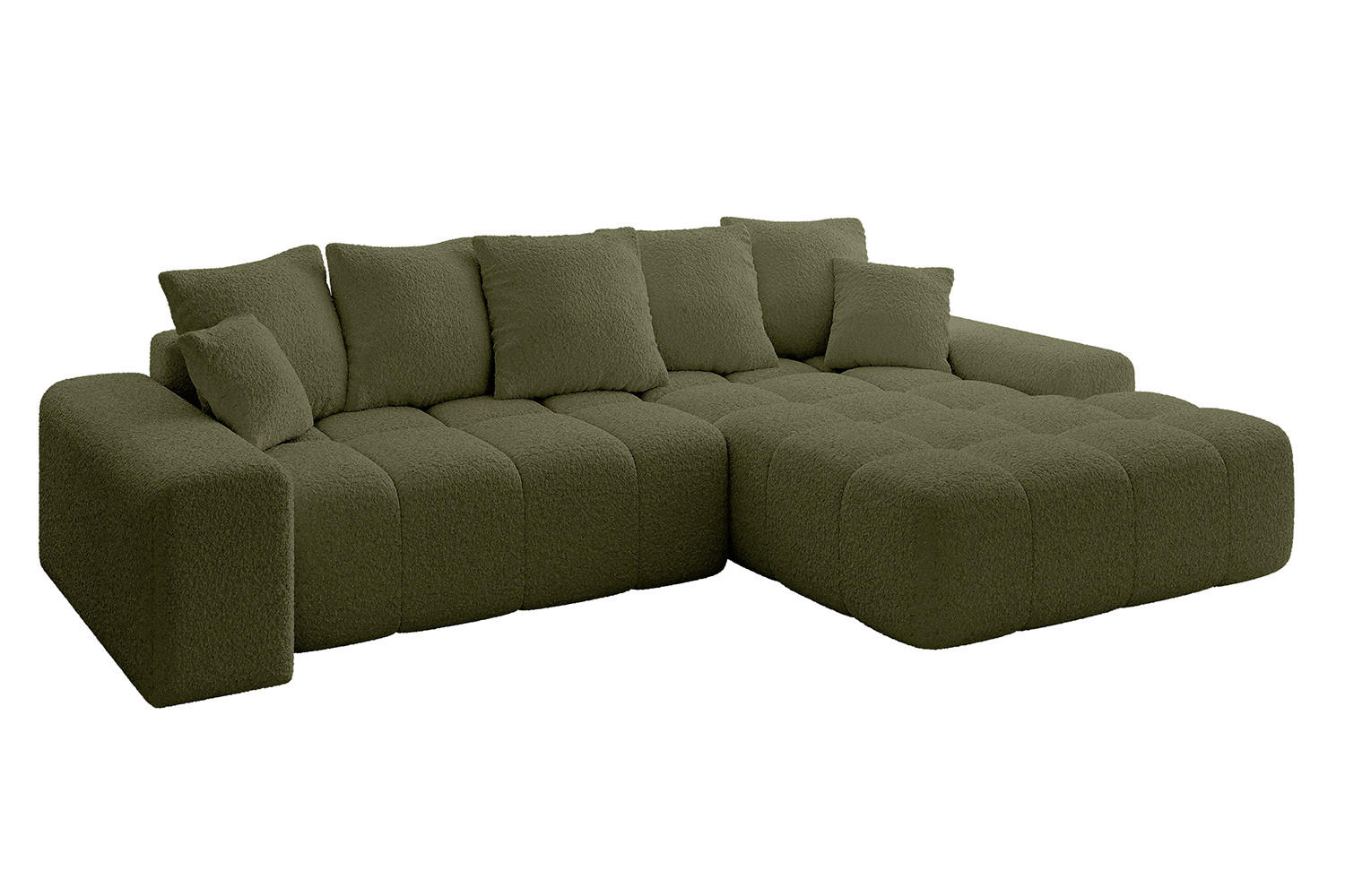 ECKSOFA Ottomane Rechts ENSI-L - 267x164x88 cm Olivgrün - Olivgrün, Holzwerkstoff/Kunststoff (164/267cm) - ALTDECOR