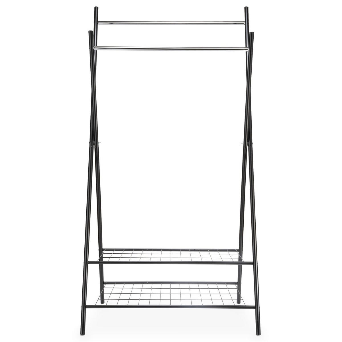 GARDEROBENSTÄNDER RUBY chrom - schwarz - Chromfarben, Metall (83/162/50cm) - IDIMEX