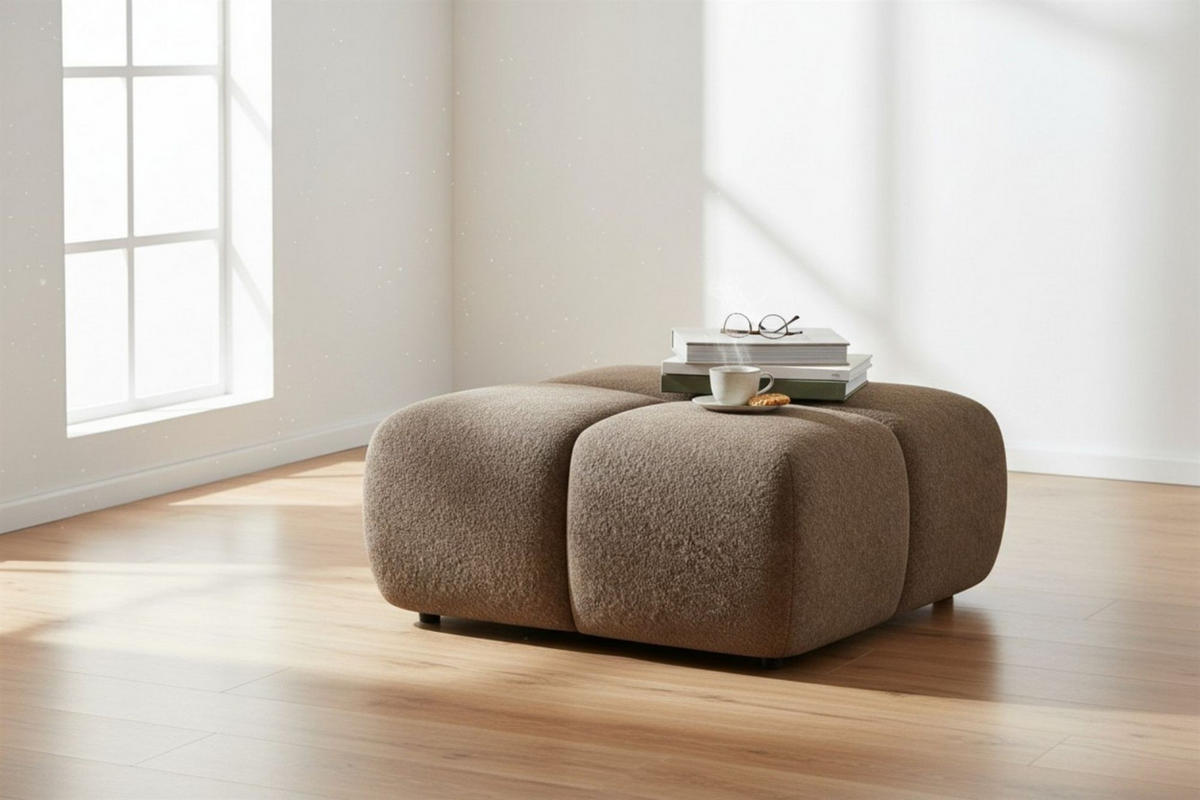 POLSTERHOCKER Vega - Braun, Holzwerkstoff/Textil (90/45/90cm) - Fun Möbel