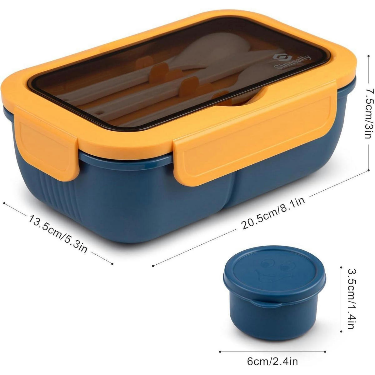LUNCHBOX mit Fächern 1250ml auslaufsicher inkl. Besteck - Multicolor, Kunststoff (13.5/7.5/20.5cm)
