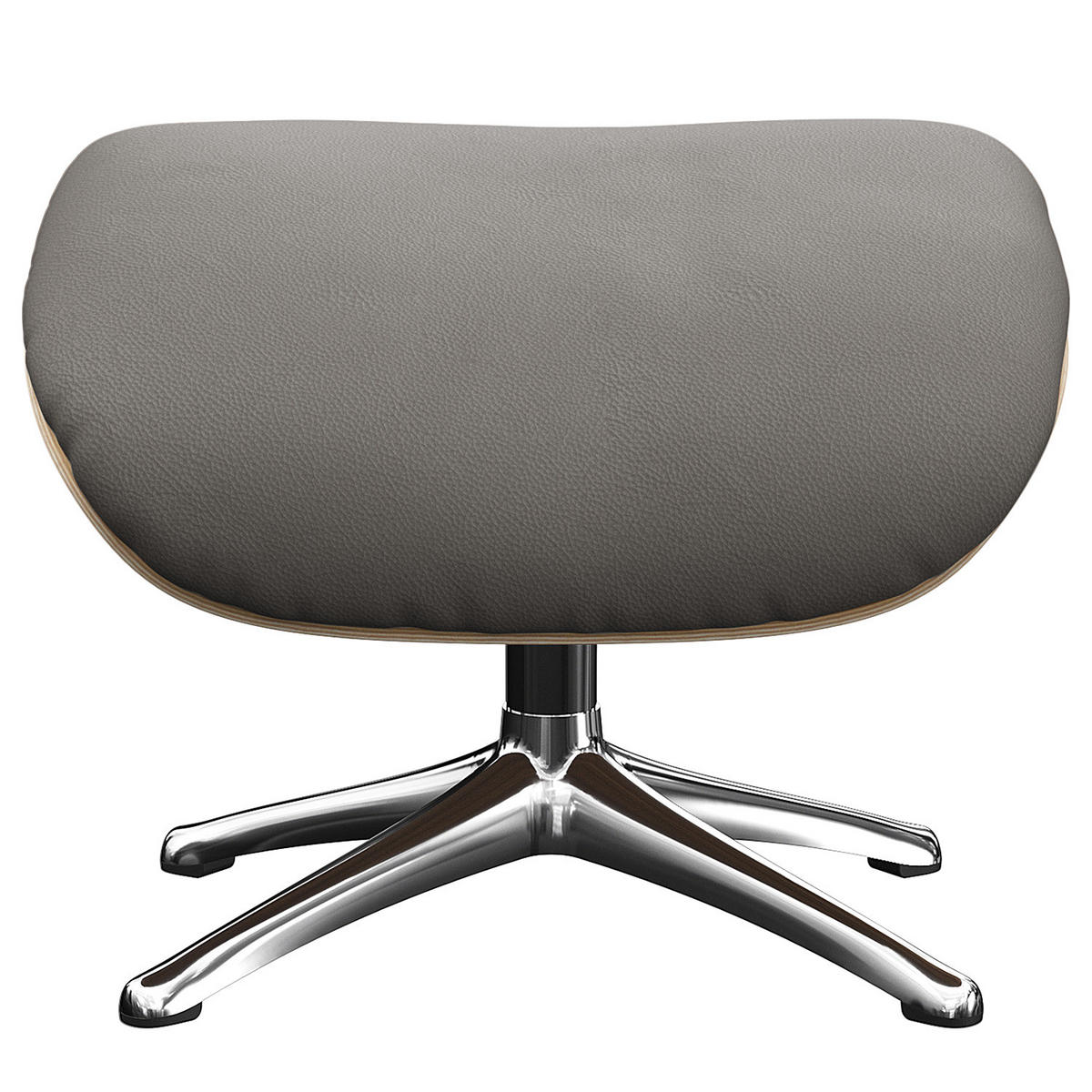 POLSTERHOCKER - Echtleder - Chromfarben/Grau, Leder/Metall (49/39/44cm) - home24