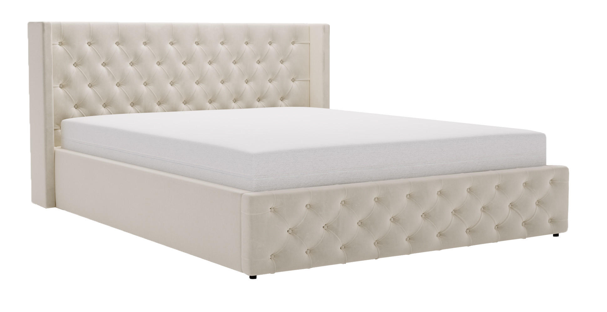 POLSTERBETT 140x200 cm Rolia, Glamour, Chesterfield, Beige - Beige, Holz/Textil (140/200cm) - Emporius