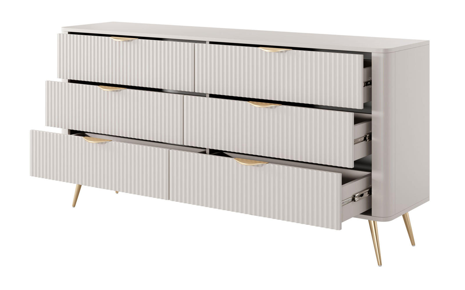 Thumbnail - Feldmann-Wohnen Schubladenkommode, Beige, Holz, 6 Schubladen, Rechteckig, 163x81x38 cm, Wohnzimmer, Kommoden & Sideboard...