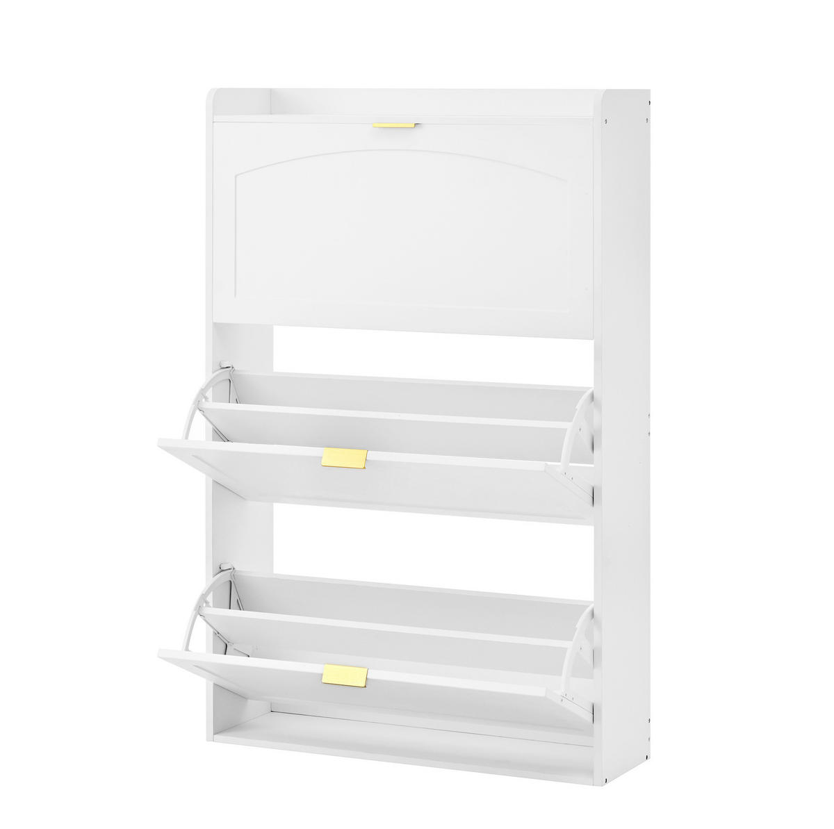 SCHUHSCHRANK mit 3 Klappen 76 x 23 x 118 cm Weiß - Weiß, Holz (23/118/76cm) - Beauniv