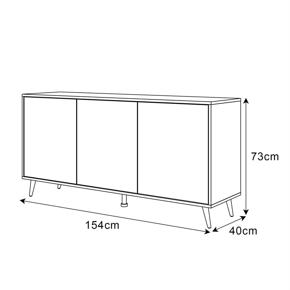 SIDEBOARDS SANAYI auf goldenen Beinen, Hochglanz Weiß/Golde Beine - Goldfarben/Weiß, Holzwerkstoff (154/73/40cm) - Lookway