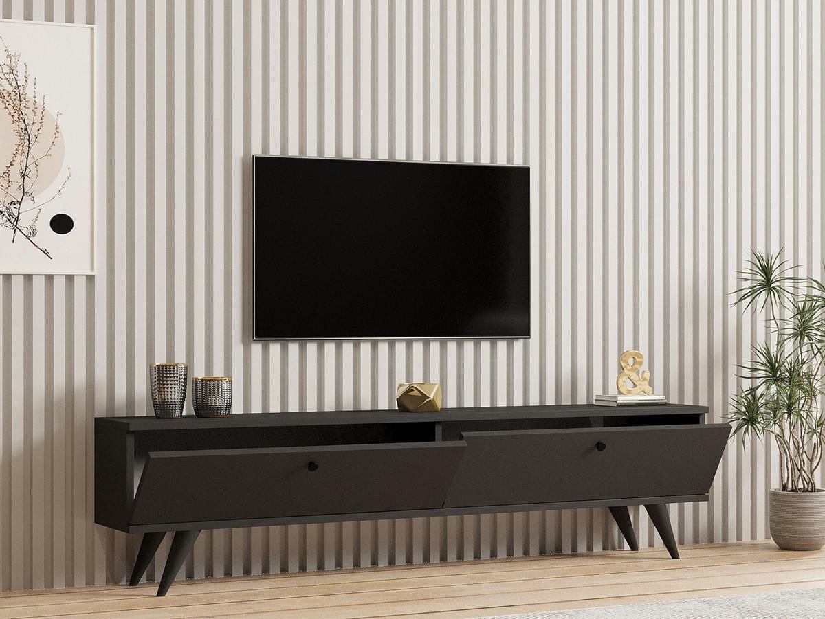 TV-MÖBEL Parlak Anthrazit - Grau, Holz (160/40/25cm) - Habitat Garten
