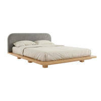 MASSIVHOLZBETT Eyko BORA, 180/200, Buche - lackiert, Samt-Kopfteil Grau - Buchefarben/Grau, Holz/Textil (180/200cm)