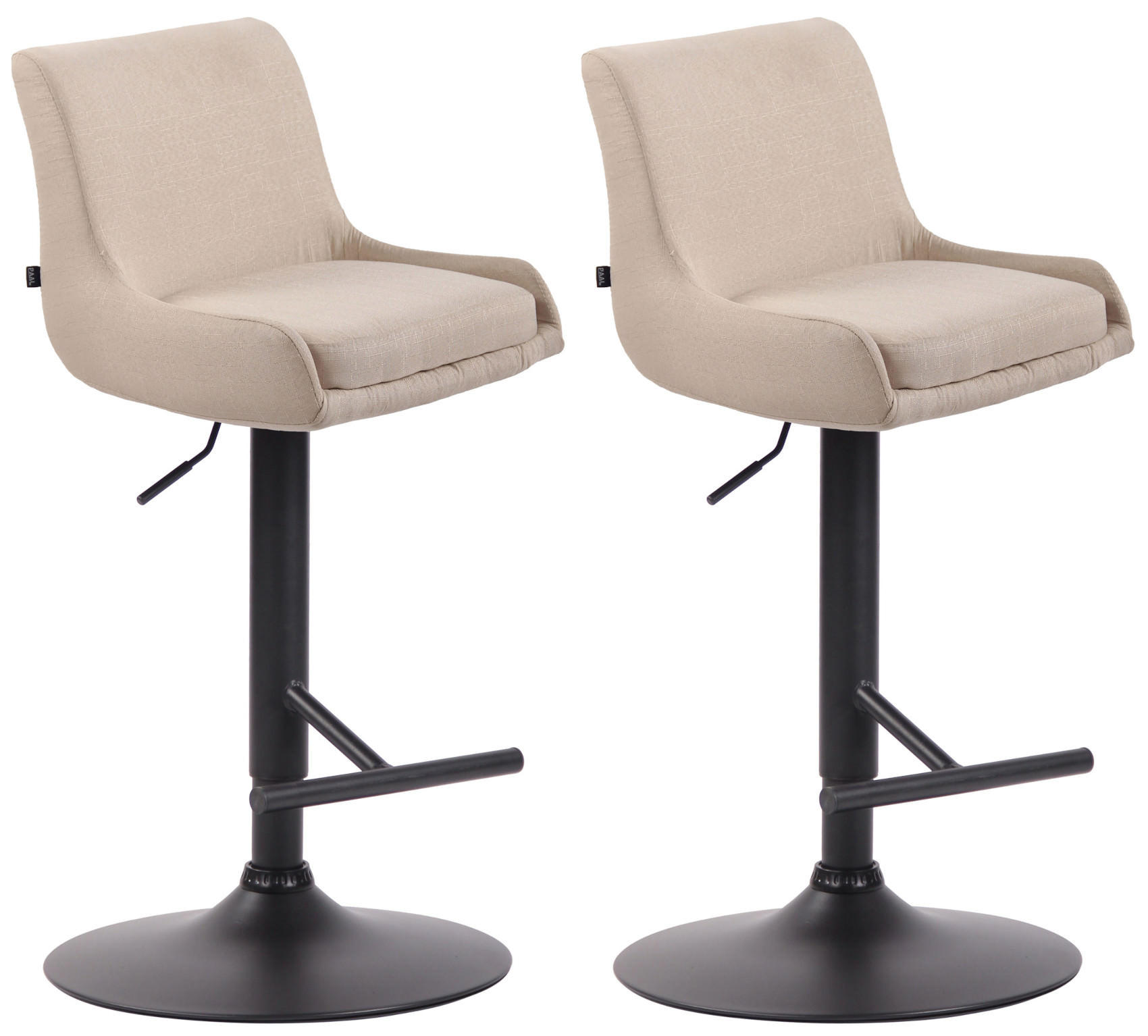 BARHOCKER 2er Set Stoff creme - Creme/Schwarz, Textil/Metall (43/90/50cm) - CLP