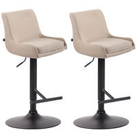 BARHOCKER 2er Set Stoff creme - Creme/Schwarz, Textil/Metall (43/90/50cm) - CLP