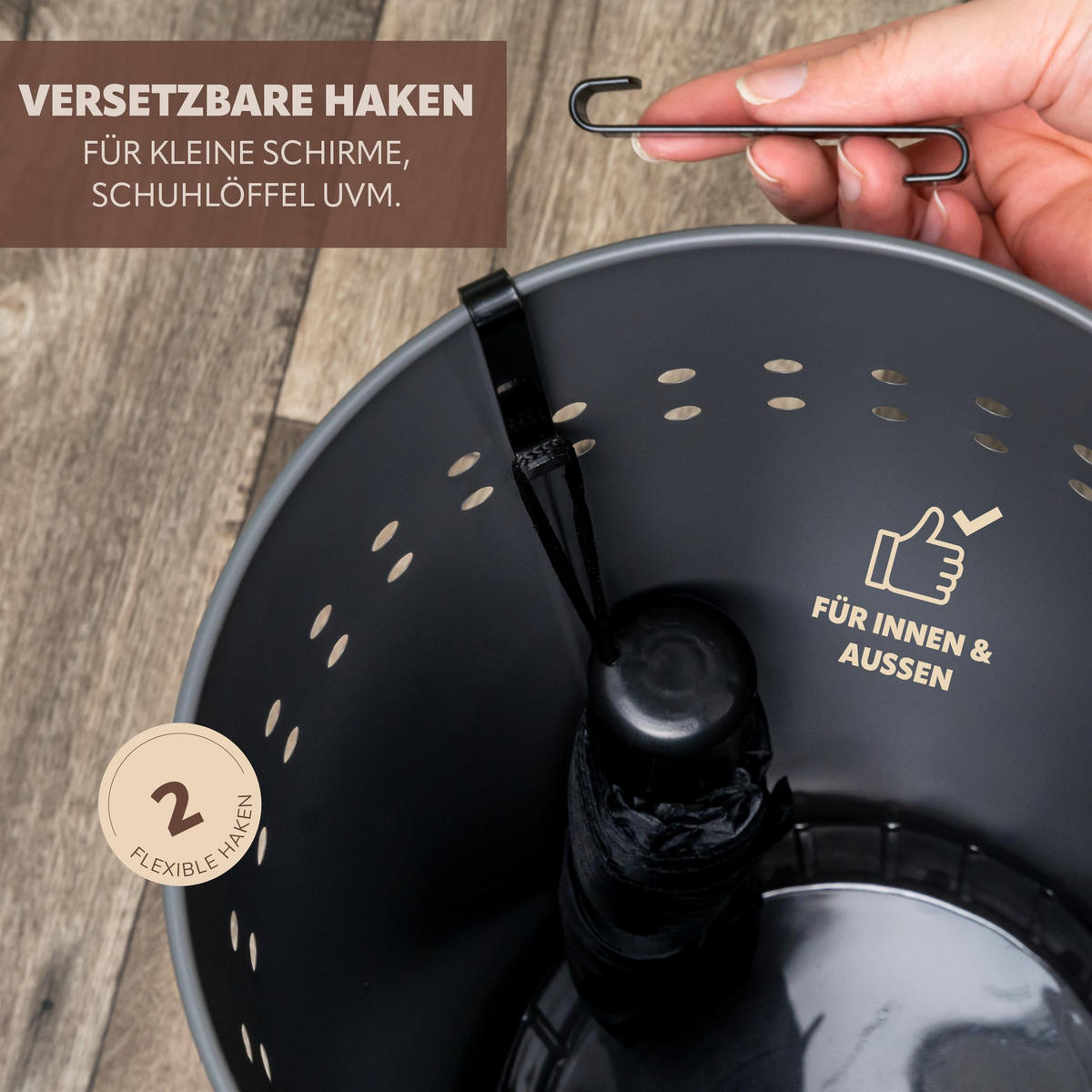 SCHIRMSTÄNDER, mit Abtropfschale, Metall, grau - Grau, Metall (22/50.5/22cm) - bremermann