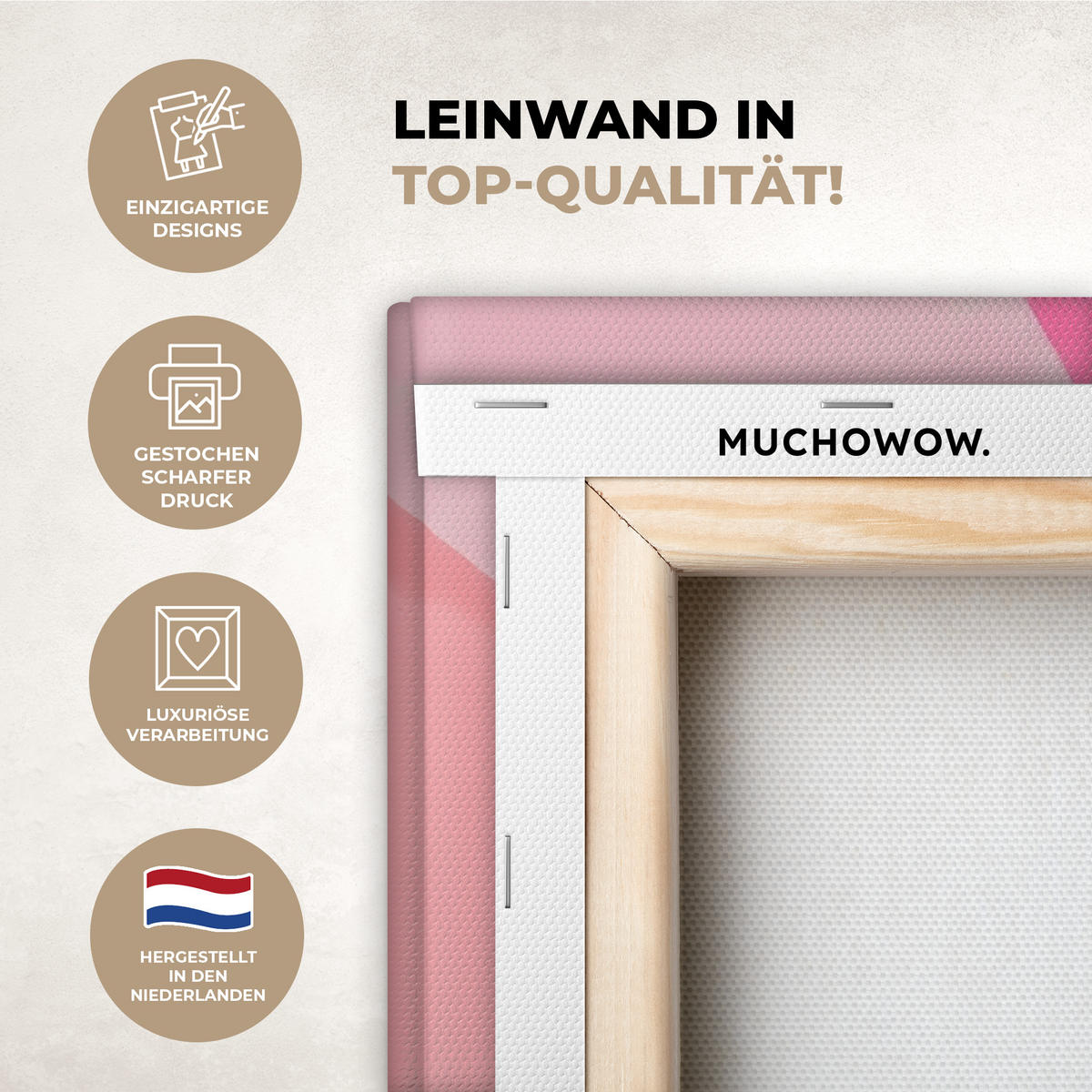 LEINWANDBILD Obst - Abstrakter Hintergrund - Rosa Wandbilder 80x60 cm - Pink, Textil (80/60cm) - MuchoWow