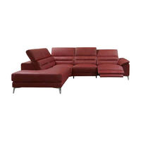ECKSOFA Tucano Echtleder mit 1 x Relaxfunktion Rot - Rot, Leder/Metall (232/258cm)