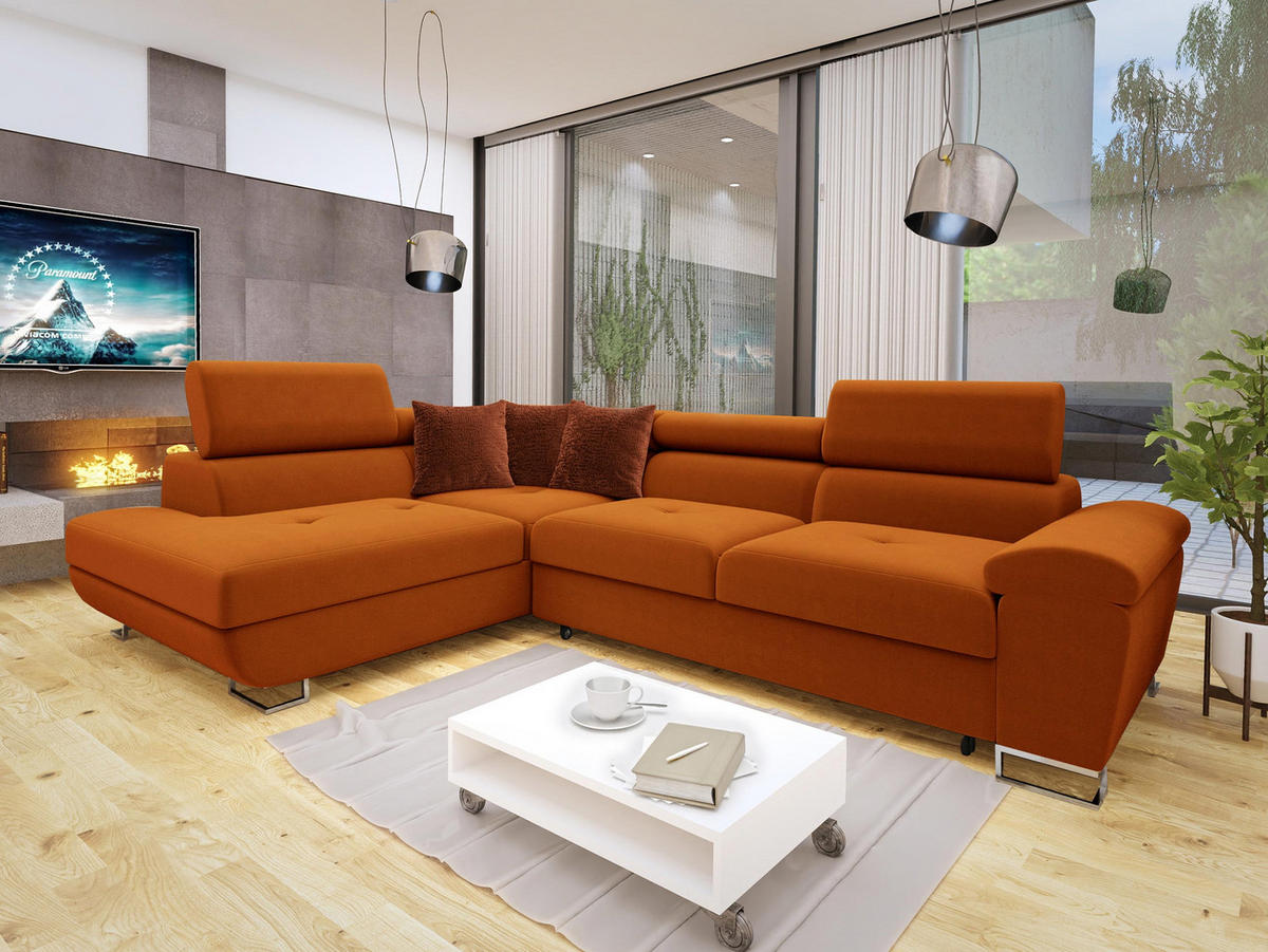 ECKSOFA Cotere Premium, Seite: Links - Orange, Holz/Textil (270/202cm) - MIRJAN24