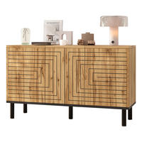SIDEBOARD in Naturfarben mit 3 Türen für Esszimmer und Wohnzimmer, B120/T35/H68 cm - Schwarz/Naturfarben, Holzwerkstoff (120/68/35cm) - STILVORA