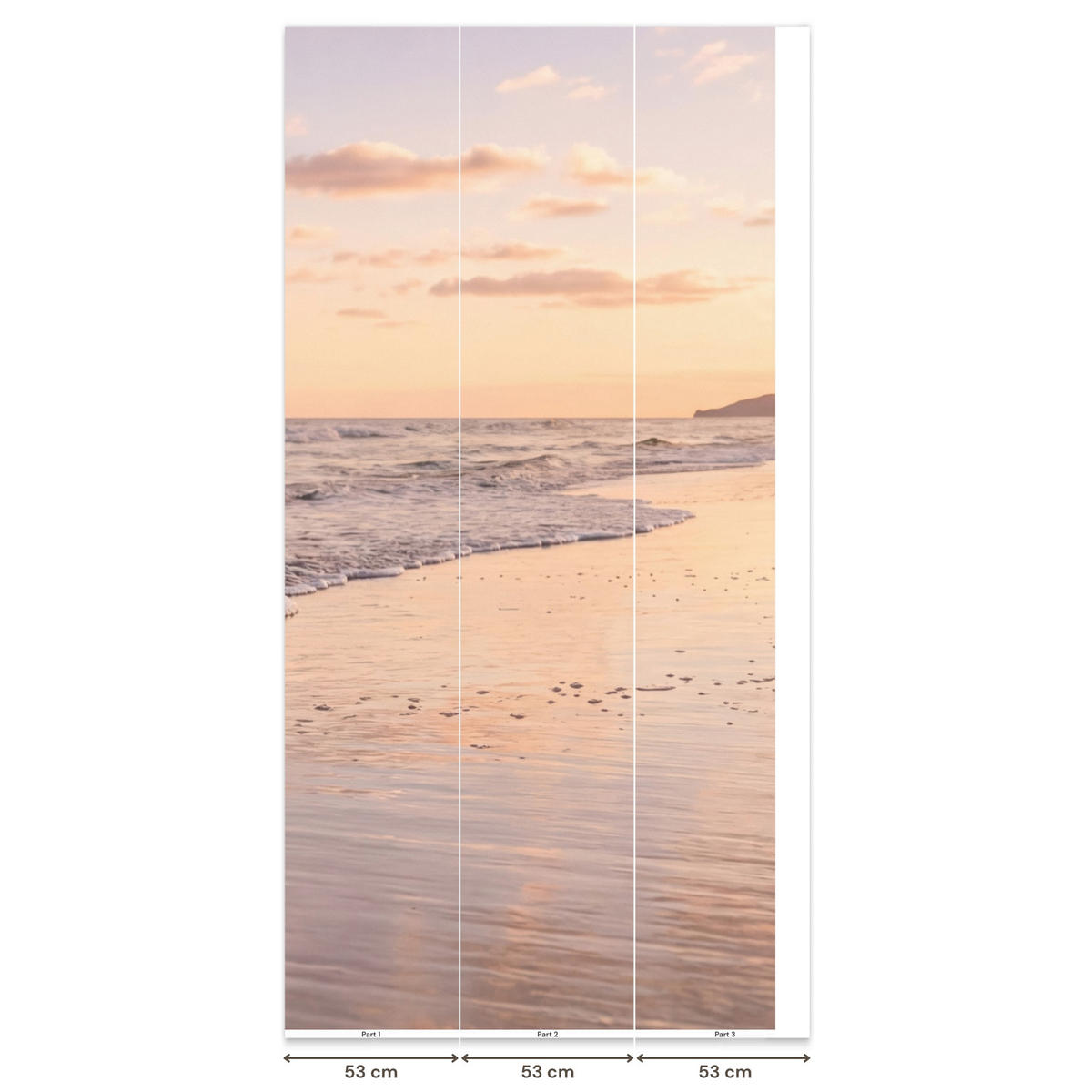 TAPETE - Strand - Brandung - Wolken - 160x300 cm - Hellrosa, Papier (160/300cm) - OnlyWow