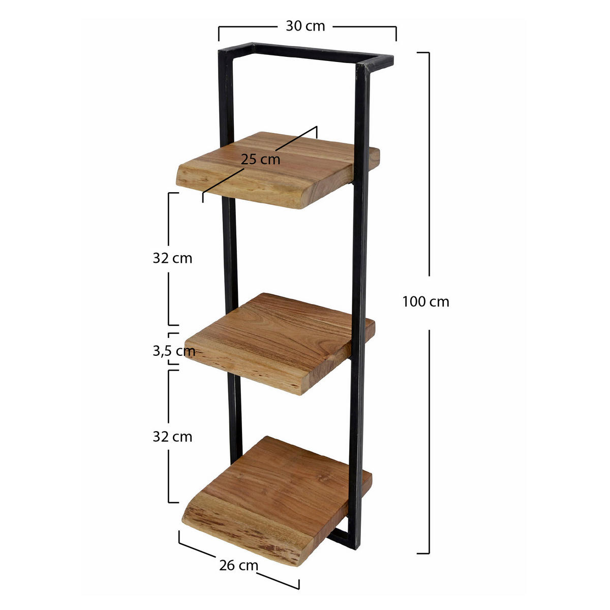 WANDREGAL Edge Braun 30/25/100 cm - Braun, Holz (25/100/30cm) - Hoyz Collection