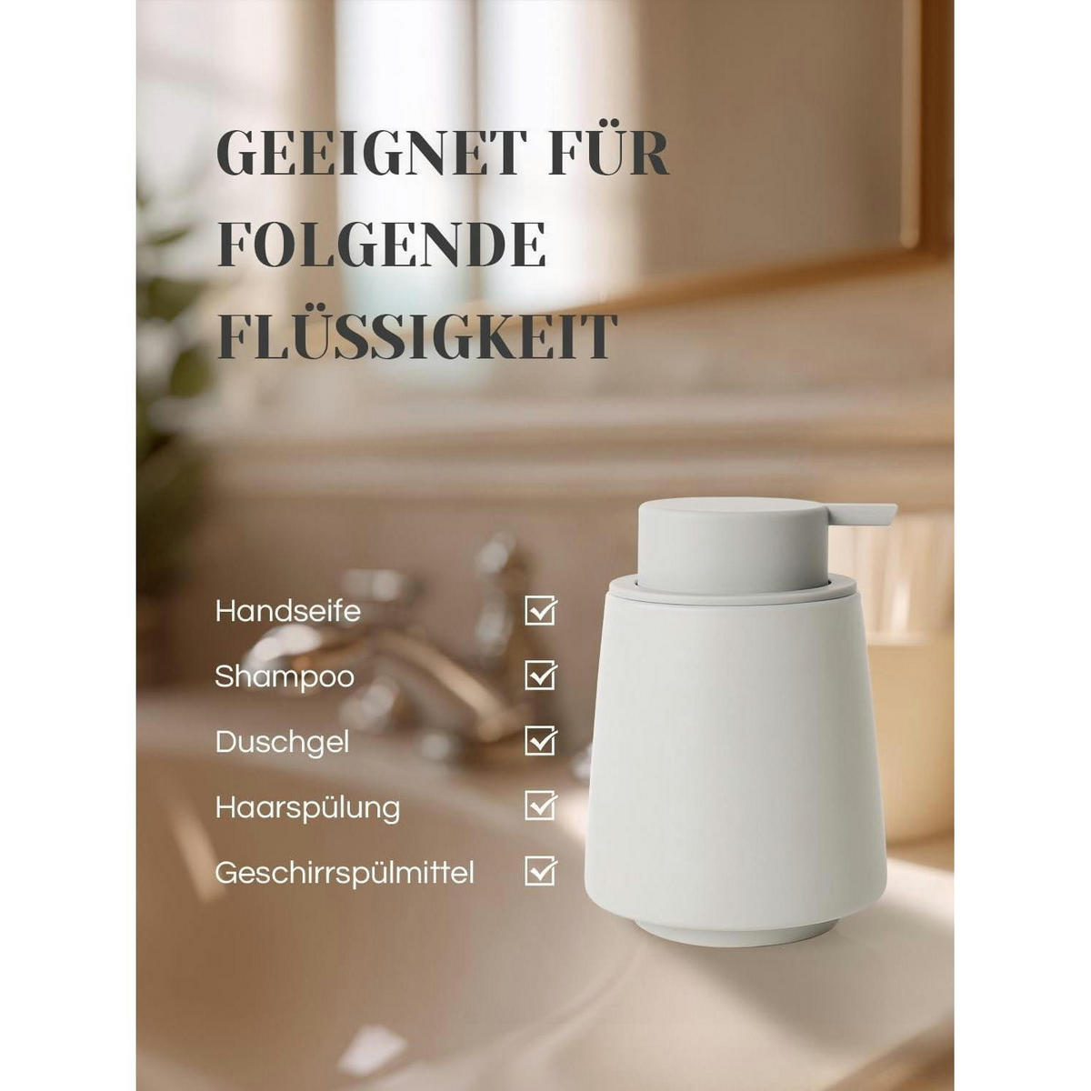 SCHAUMSEIFENSPENDER Keramik Grau 400 ml - Grau, Keramik (9.5/12.9/9.5cm)