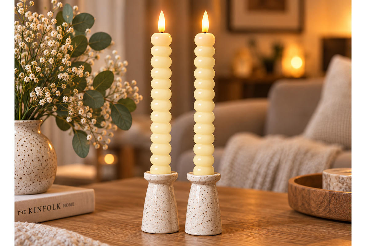 LED-KERZENSET Ø2,2x22 cm, Creme - Creme, Naturmaterialien (2.2/2.2/22cm) - dasmöbelwerk