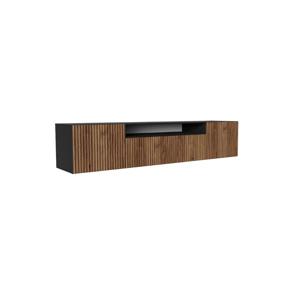 Masseno Lowboard Schwarz, Eiche 200x41x40 cm