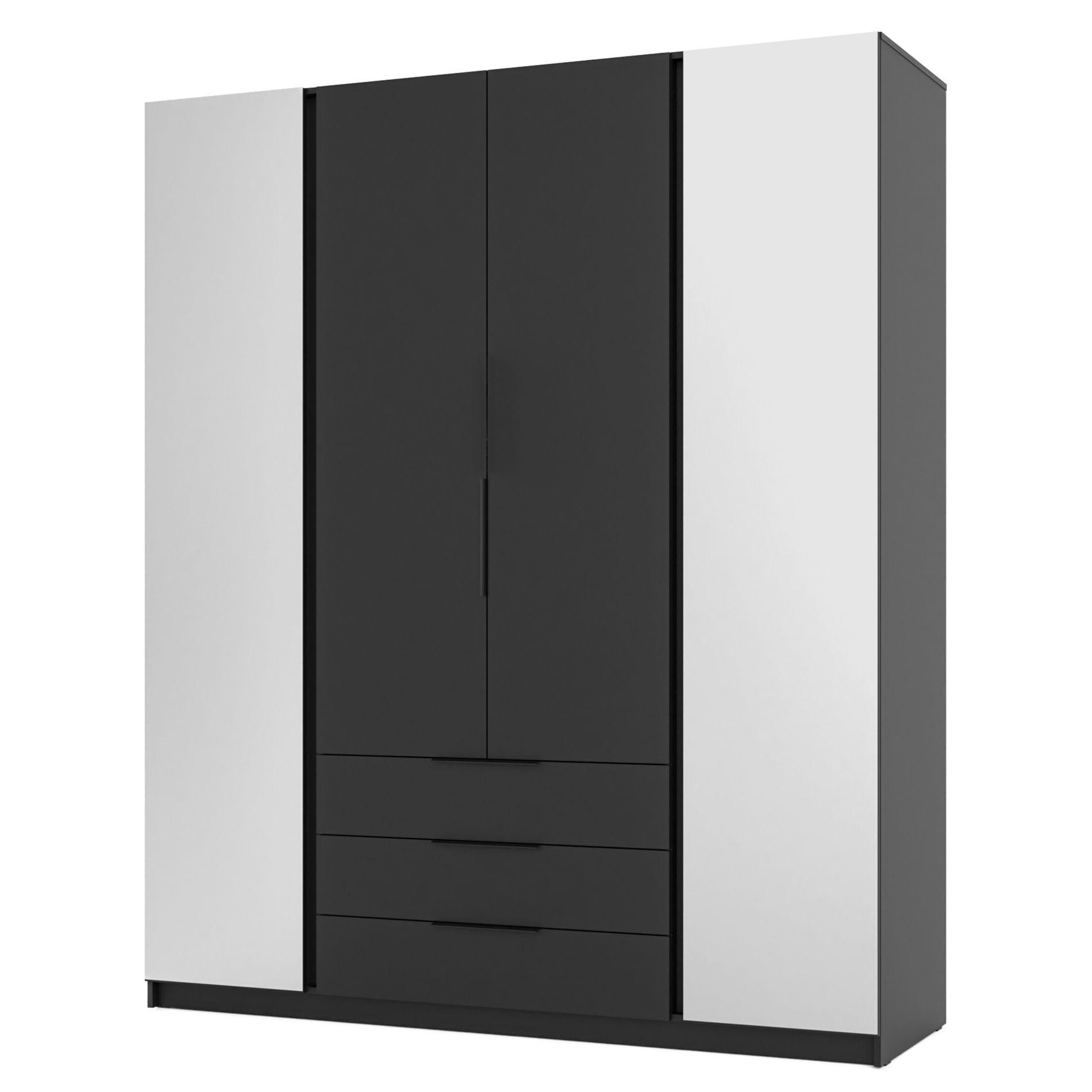 KLEIDERSCHRANK Kaja Schwarz 200 cm - Schwarz, Holzwerkstoff/Metall (200/239/61.9cm) - Selsey