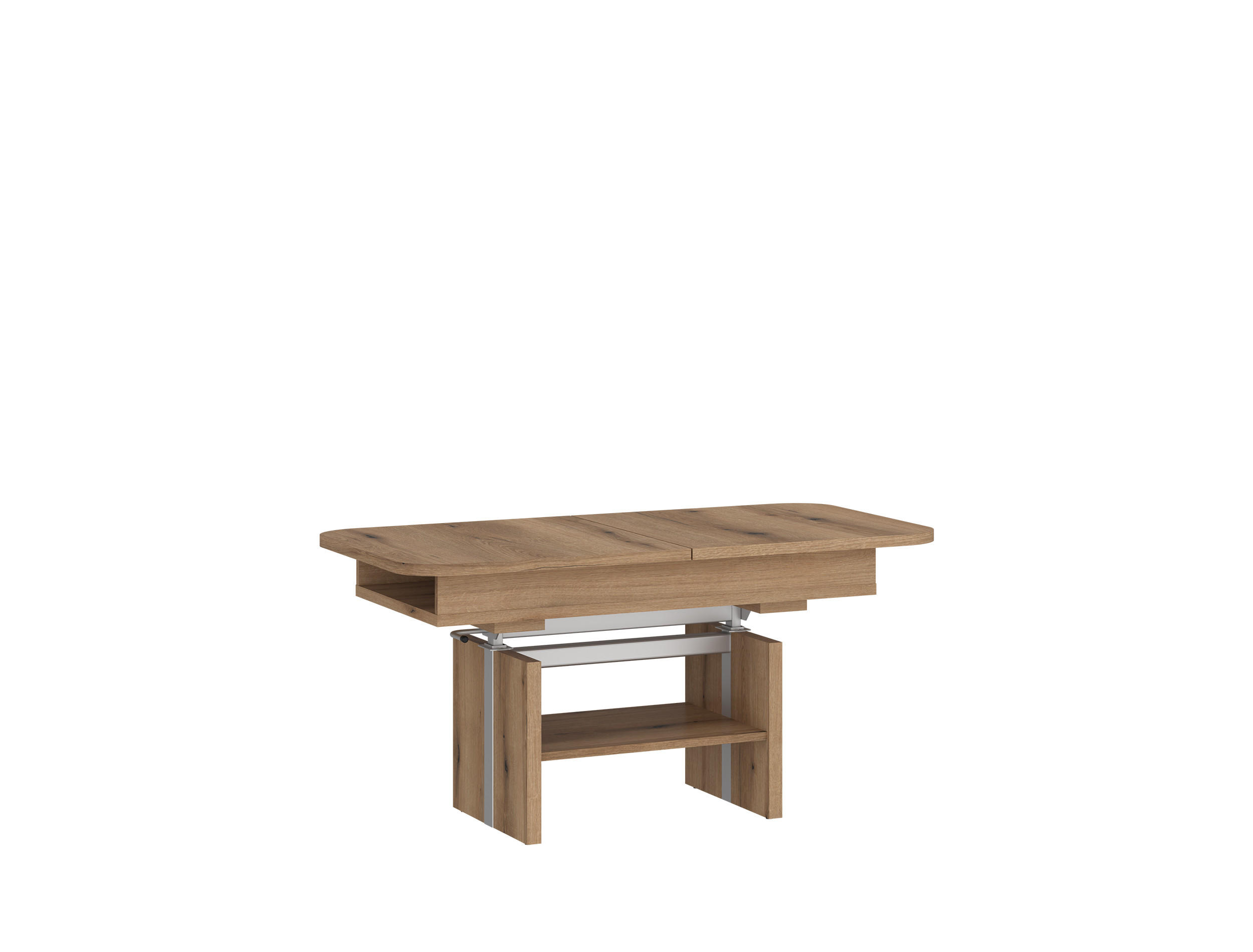 COUCHTISCH rechteckig ausziehbar höhenverstellbar Ablage 110/64/56 cm - Eichefarben, Holzwerkstoff (65/110/56cm) - designimpex