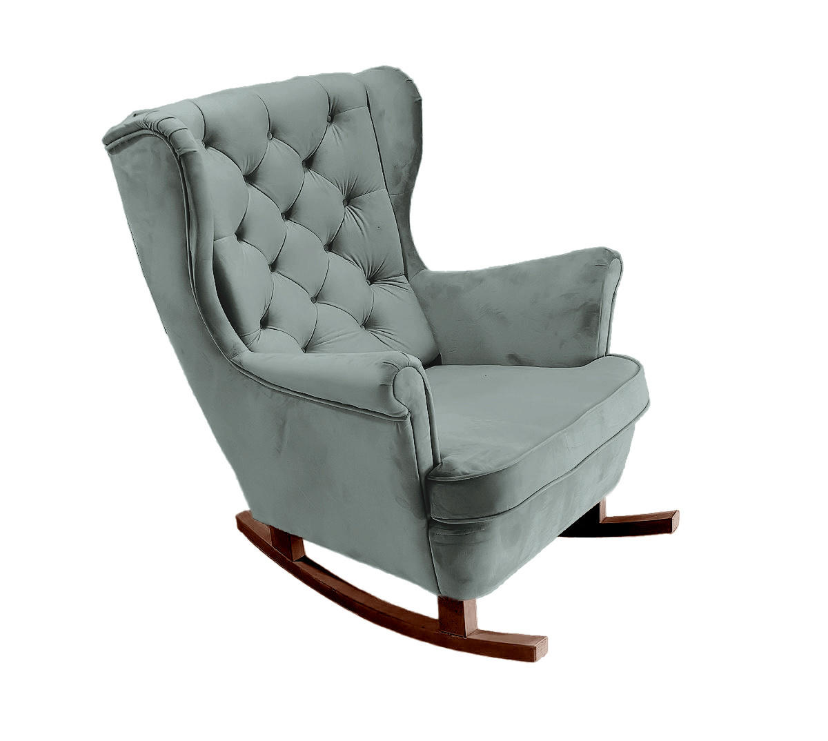 SCHAUKELSESSEL mit gepolstertem Sitz und Armlehnen, 102x81x95 cm, Asche_29857 - Blaugrau/Braun, Holz/Textil (81/102/95cm) - DomoHome