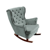 SCHAUKELSESSEL mit gepolstertem Sitz und Armlehnen, 102x81x95 cm, Asche_29857 - Blaugrau/Braun, Holz/Textil (81/102/95cm) - DomoHome