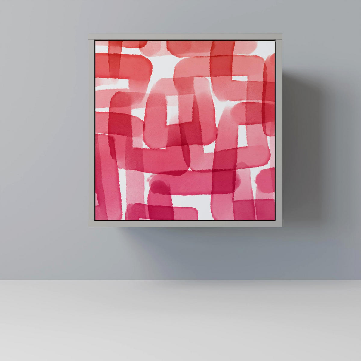 SIDEBOARD KALEIDOSCOPIC CUBISM, Grau, 57,5x42x57,5 cm, Ohne Füße - Multicolor/Grau, Holzwerkstoff (57.5/57.5/42cm) - SpaceRebels
