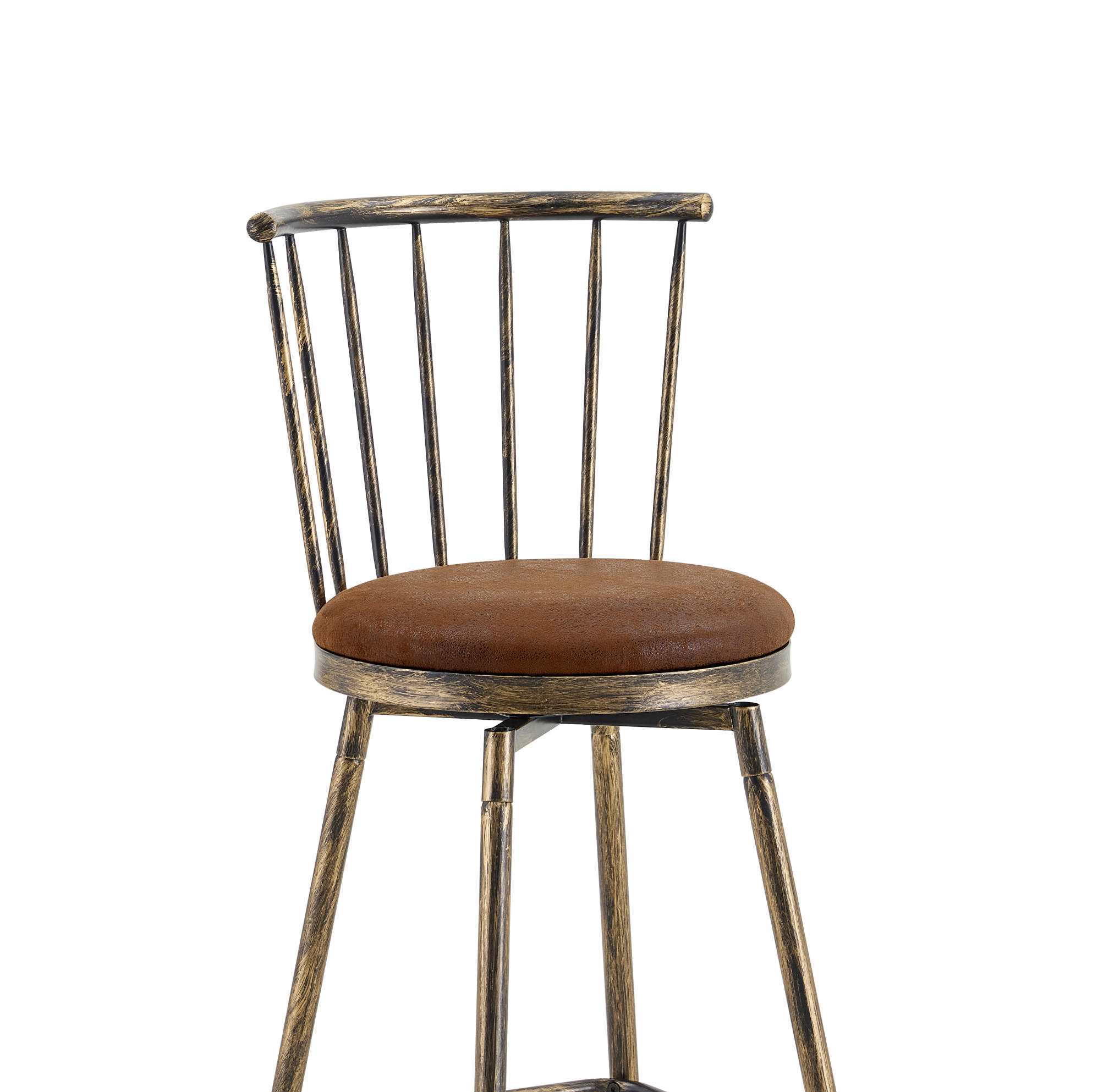 BARHOCKER Windsor-Stil gepolsterter Sitz Metall Brown - Braun, Metall (39/96/39.1cm) - Meubliv