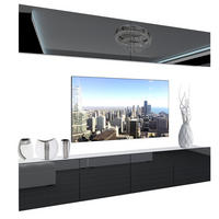 WOHNZIMMERWAND Schrankwand mit LED Schwarz - Schwarz, Holz (200/180/36cm) - B BELINI GROUP