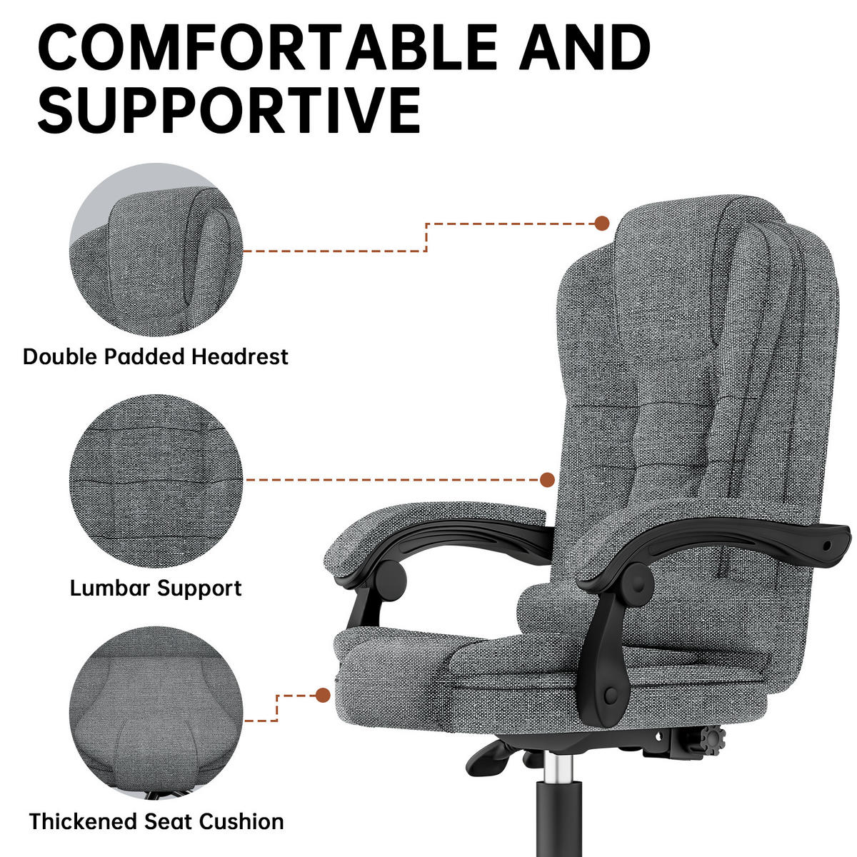 BÜROSTUHL Dunkelgrau Serie Ergonomisch Stoff - Dunkelgrau, Leder (32/58/71cm) - Rattrix