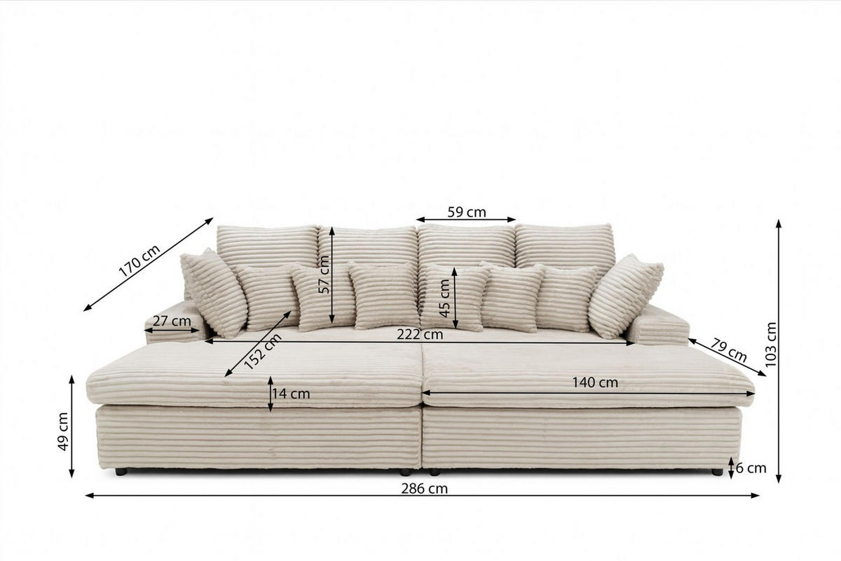 SOFA Arosa - Dunkelgrün, Holzwerkstoff/Textil (286/103/170cm) - Fun Möbel