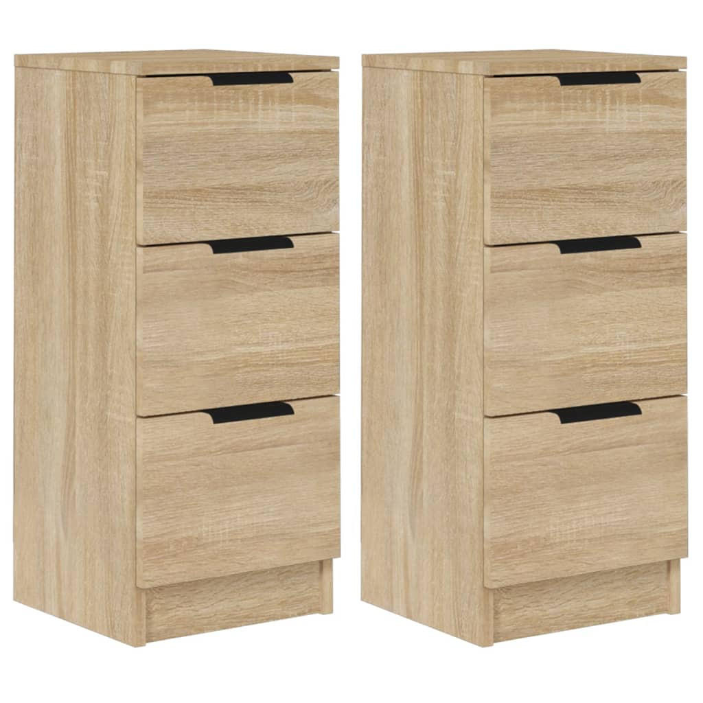 SIDEBOARDS mit 3 Schubladen 2-tlg. 30/30/70 cm aus Holzwerkstoff Sonoma-Eiche Dekor - Sonoma Eiche, Holz (30/70/30cm) - vidaXL