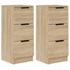 SIDEBOARDS mit 3 Schubladen 2-tlg. 30/30/70 cm aus Holzwerkstoff Sonoma-Eiche Dekor - Sonoma Eiche, Holz (30/70/30cm) - vidaXL