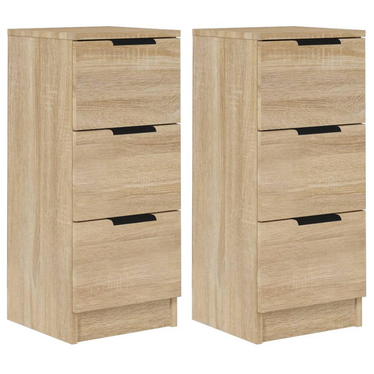 SIDEBOARDS mit 3 Schubladen 2-tlg. 30/30/70 cm aus Holzwerkstoff Sonoma-Eiche Dekor - Sonoma Eiche, Holz (30/70/30cm) - vidaXL
