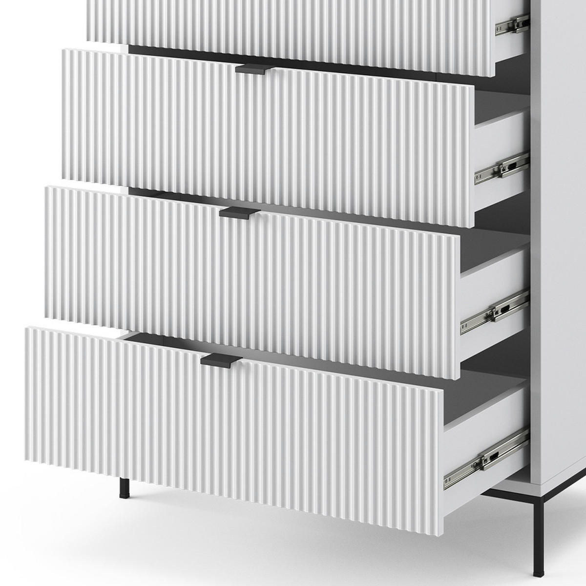 KOMMODE Eliza Weiß 76 x 120 cm mit 5 Schubladen - Weiß, Holzwerkstoff (76/120/42cm) - Vicco