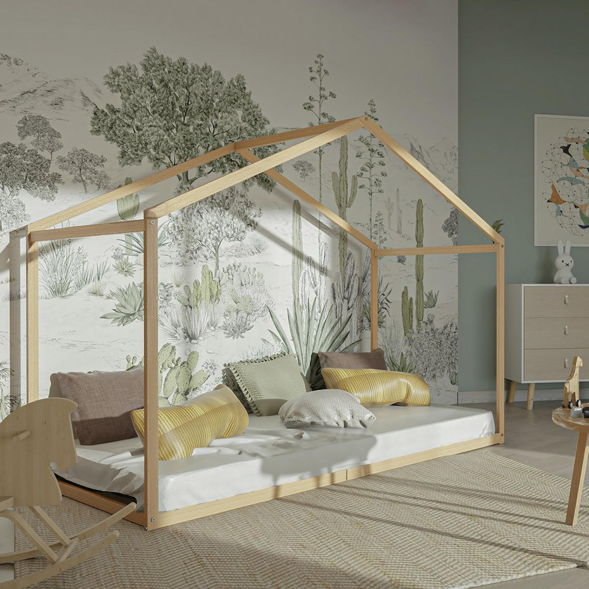 HAUSBETT WENDY mit Lattenrost / Kinderbett 90x190 - Naturholz - Weiß, Holz (90/190cm) - Weber Industries