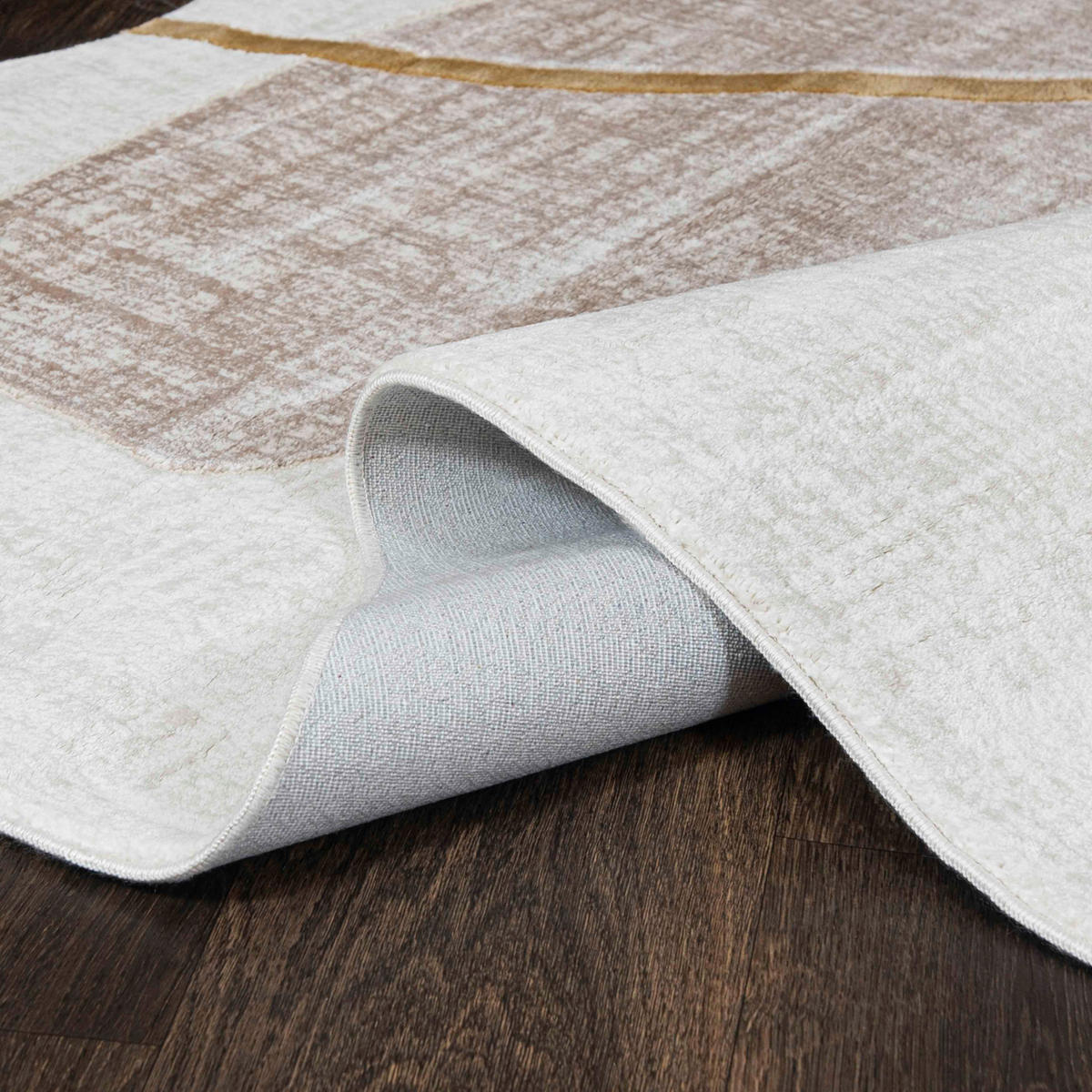TEPPICH Beige Abstrakt - Kurzflor Unregelmäßig Unregelmäßige Form - Weiß Ecru Creme - 140 x 200 cm - Sandfarben, Textil (140/200cm) - Mazovia