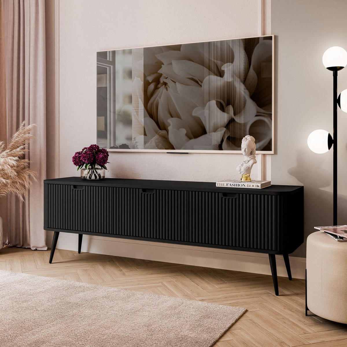 TV Schrank ZAIRA RTV168 Schwarz - Schwarz, Holzwerkstoff (168/57/39cm) - Lookway