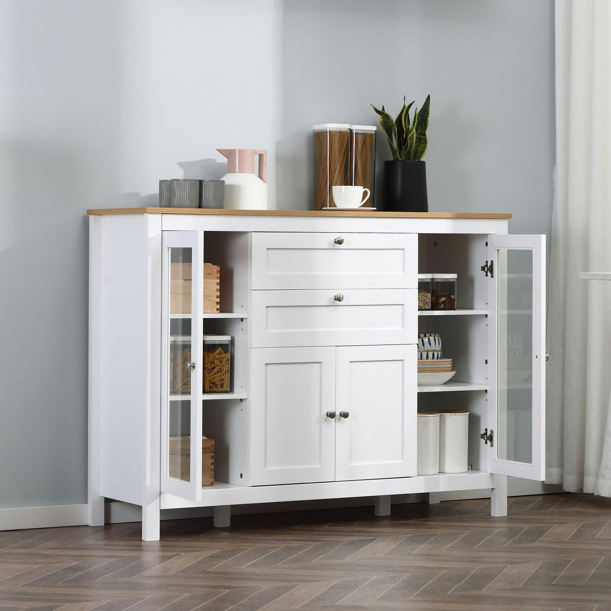 SIDEBOARD Weiß 120/40/90 cm - Weiß, Holz (120/90/40cm) - PANGIVO