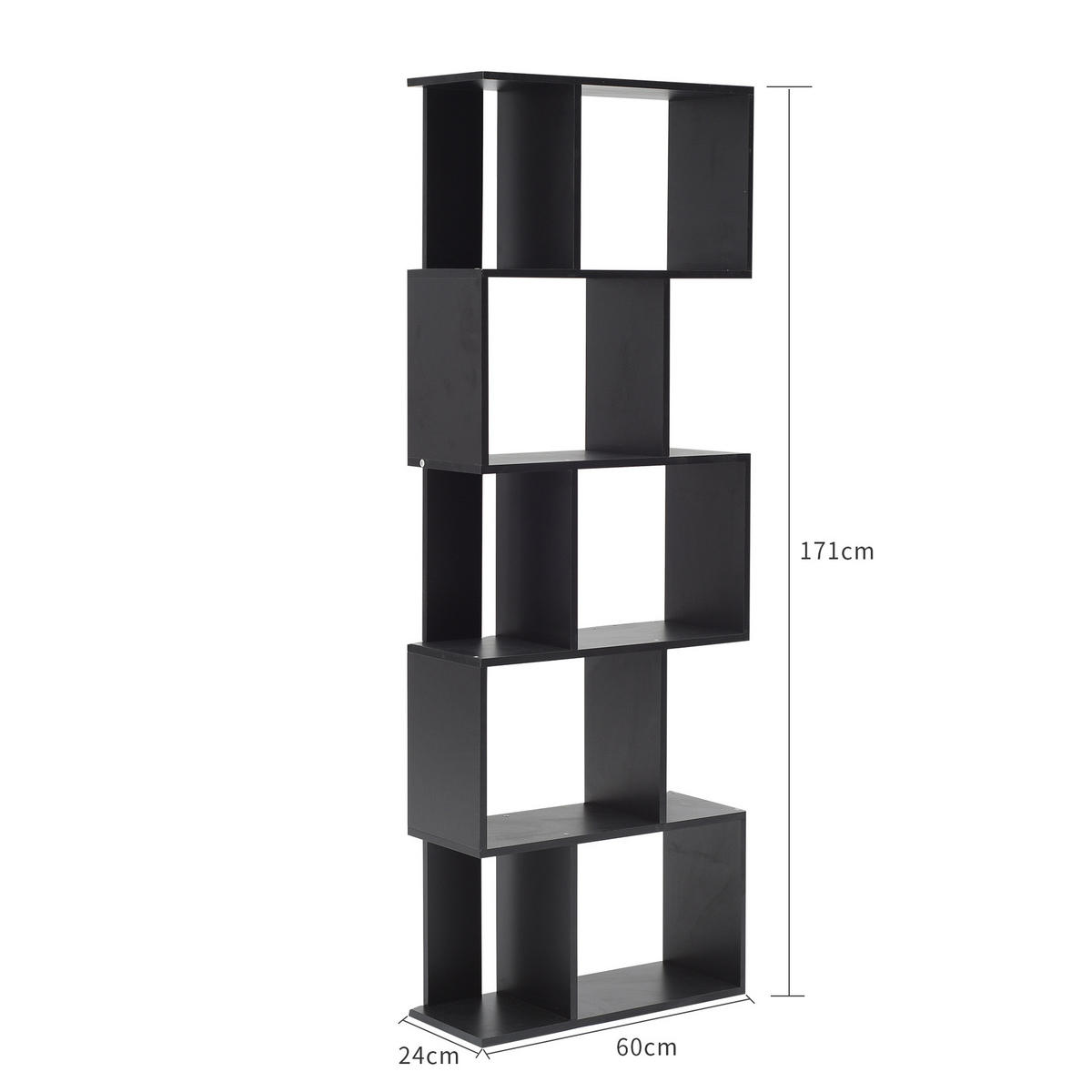 BÜCHERREGAL Schwarz 24/60/169 cm - Schwarz, Holzwerkstoff (24/169/60cm) - Mobili Rebecca