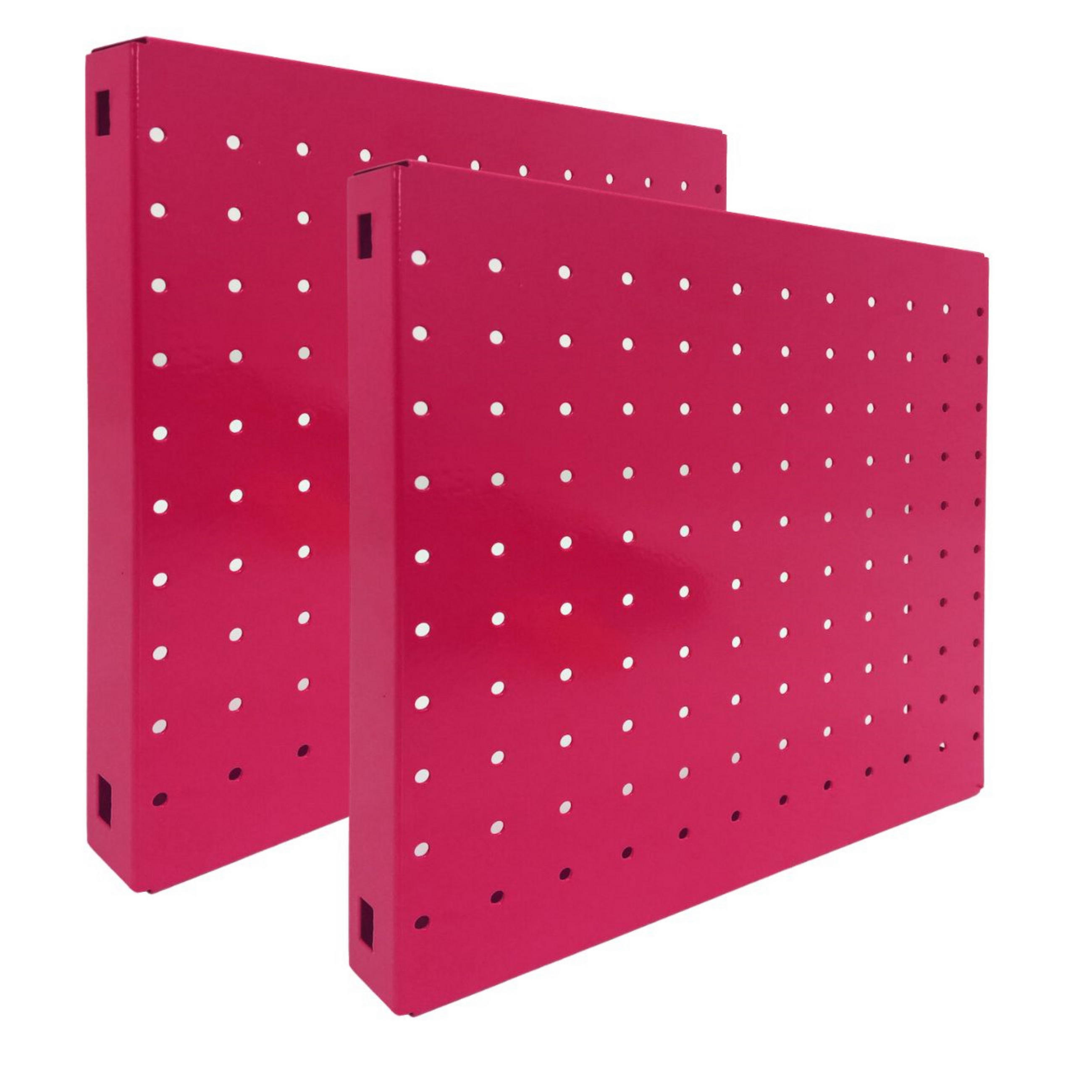 DOPPELPACK 2x Memoboard aus Stahl gelocht | HxBxT 30x30x3,5cm | Rosa | Lochblech Wandtafel Trägersystem - Rosa, Metall (30/30/3.5cm) - PROREGAL