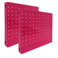 DOPPELPACK 2x Memoboard aus Stahl gelocht | HxBxT 30x30x3,5cm | Rosa | Lochblech Wandtafel Trägersystem - Rosa, Metall (30/30/3.5cm) - PROREGAL
