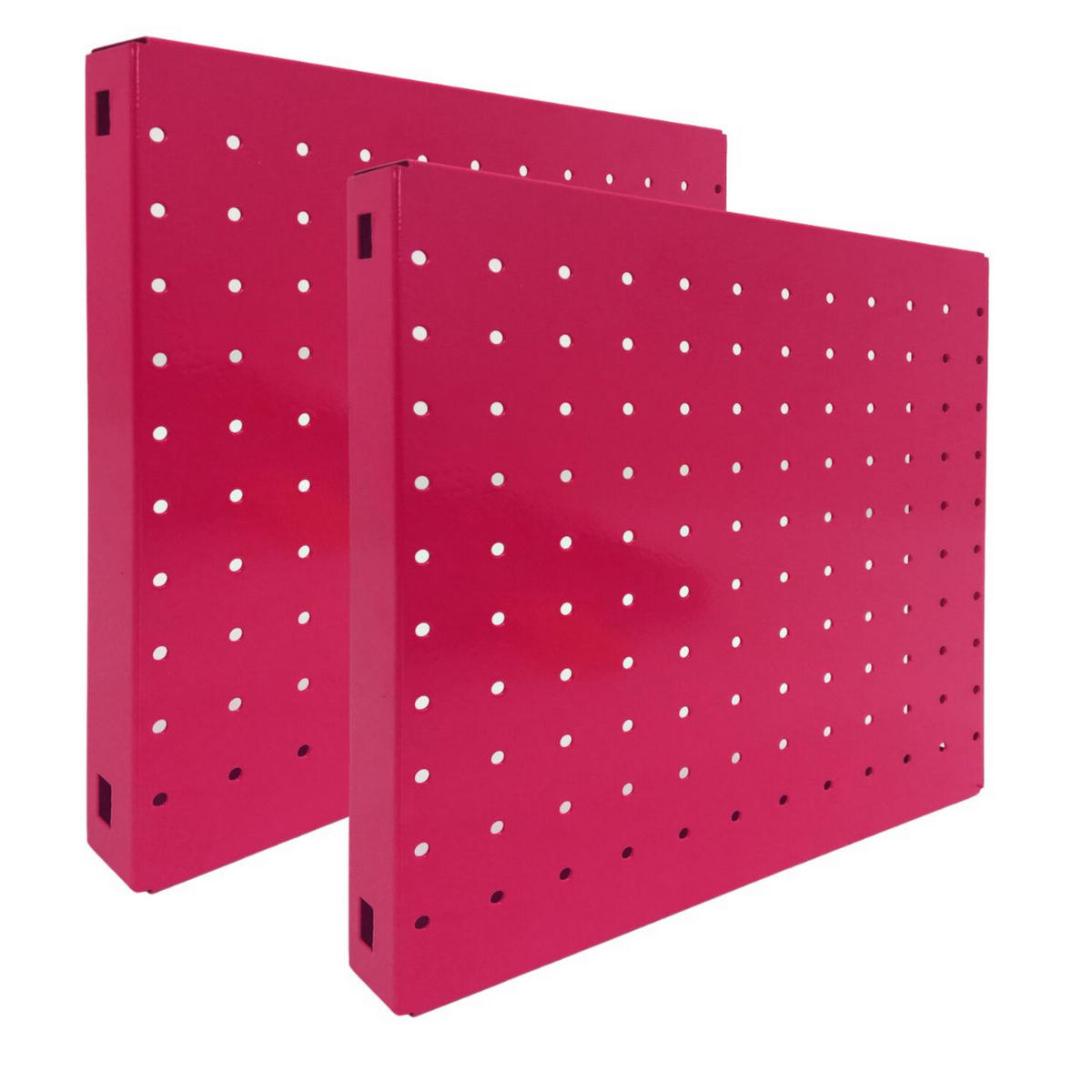DOPPELPACK 2x Memoboard aus Stahl gelocht | HxBxT 30x30x3,5cm | Rosa | Lochblech Wandtafel Trägersystem - Rosa, Metall (30/30/3.5cm) - PROREGAL