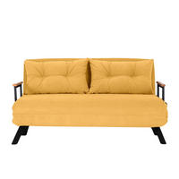 SCHLAFSOFA für 2 Personen mit Stoffbezug und Metallfüßen 133/50/41 cm - Hellgelb, Metall (50/41/133cm) - Calicosy